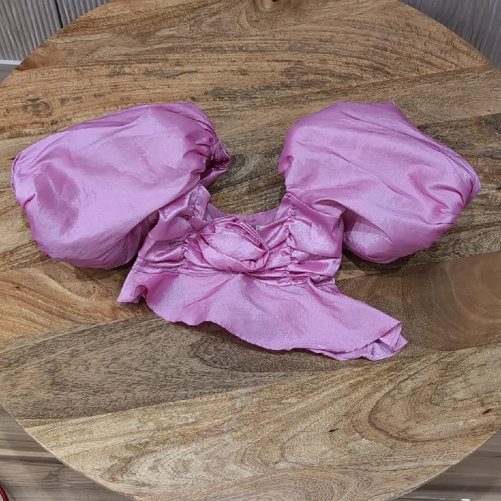 For Love & Lemons Pink Puff Sleeve Top XXS Princess Spring Festival